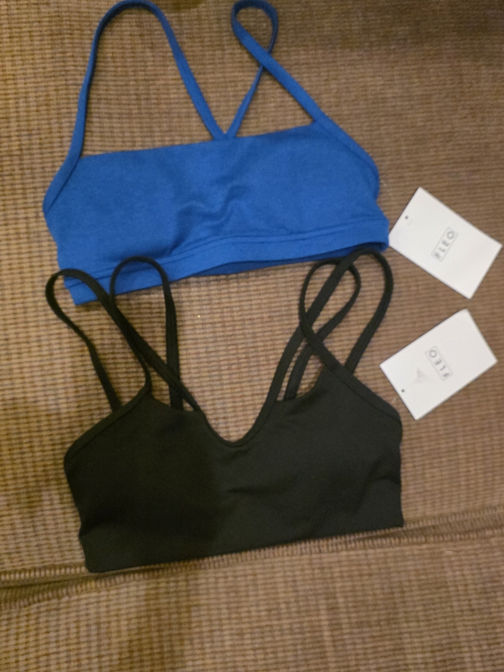Fleo Double-Strap Sports Bras- Blue & Black